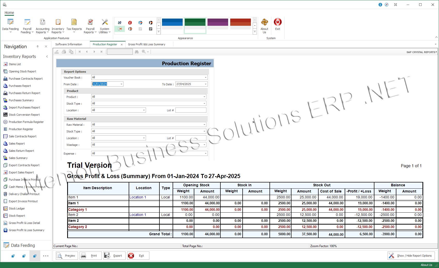 MBS ERP .NET Multi-Location Warehouse Inventory Dashboard