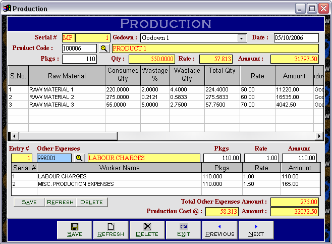 Production Batch Execution Voucher