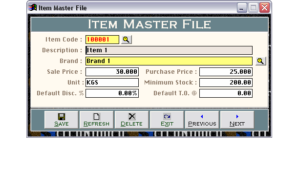Items Master File