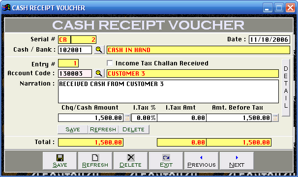 Cash Receipt Voucher