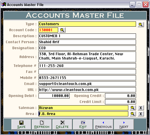 Accounts Master File