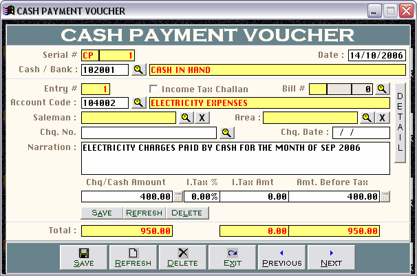 Cash Payment Voucher