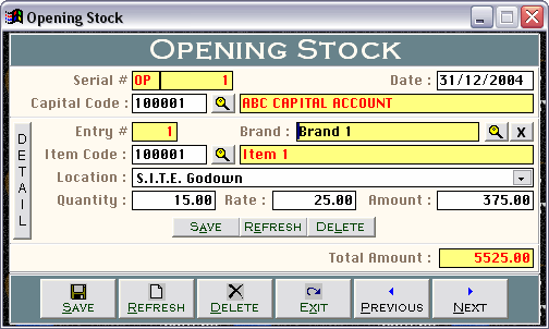 Opening Stock