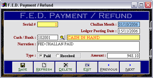 F.E.D. Payment / Refund
