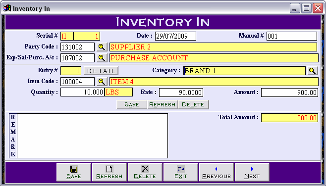 Inventory In