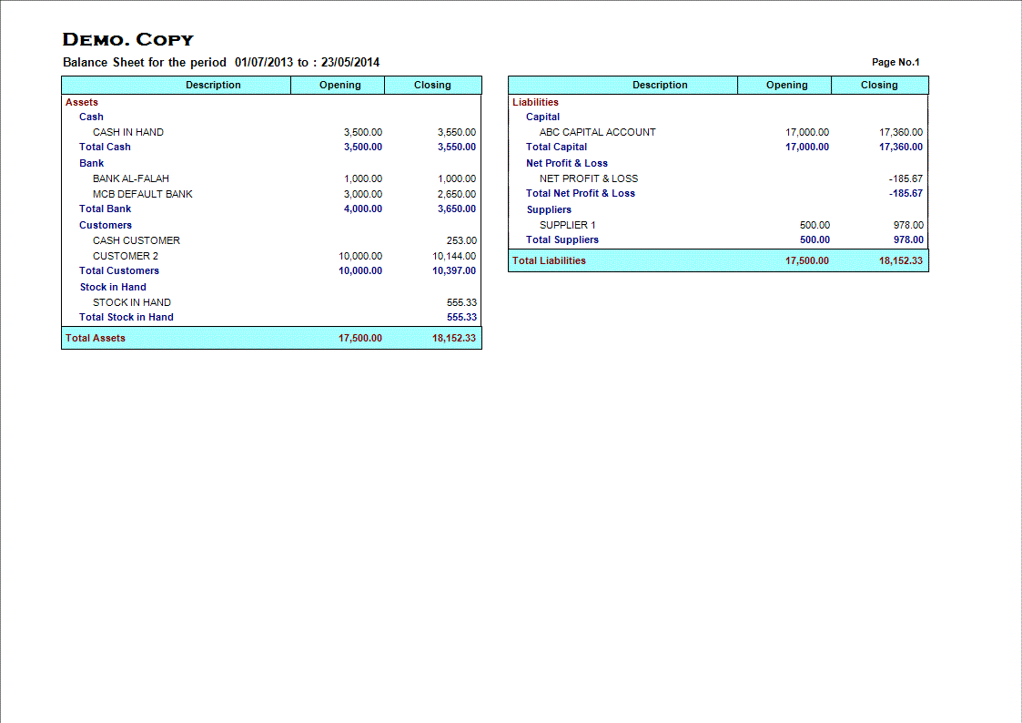 Balance Sheet (Format 2)