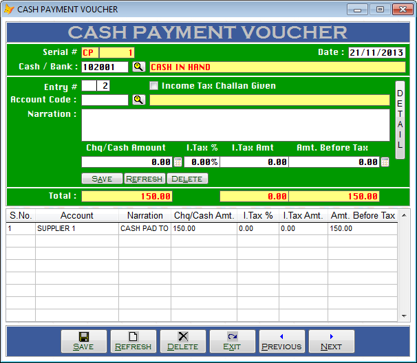 Cash Payment Vouchers Report