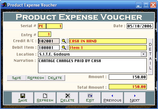 *Product Expense Voucher