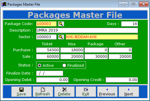 Packages Master File